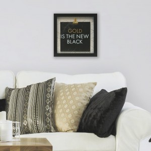 Gold Is The New Black Shadowbox With Raised Shape, Glass Screenprint and Binder Clip   566068800